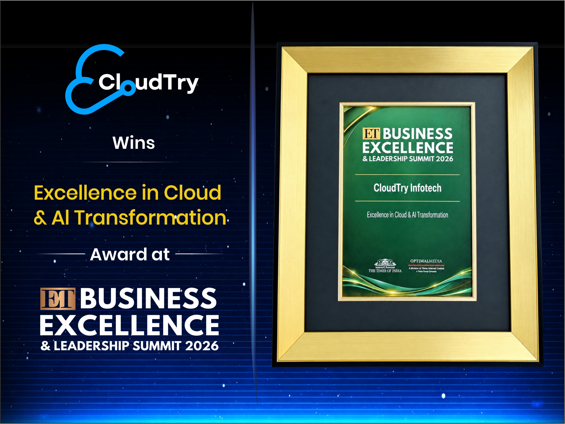 CloudTry Wins Excellence in Cloud & AI Transformation at the ET Business Excellence & Leadership Summit 2026